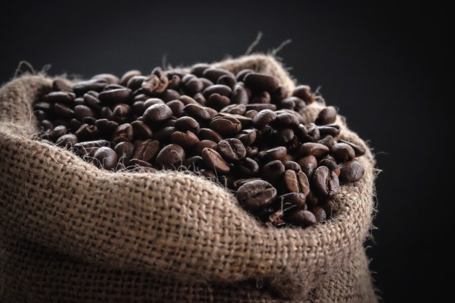 coffee, shallow focus photography of coffee beans in sack
