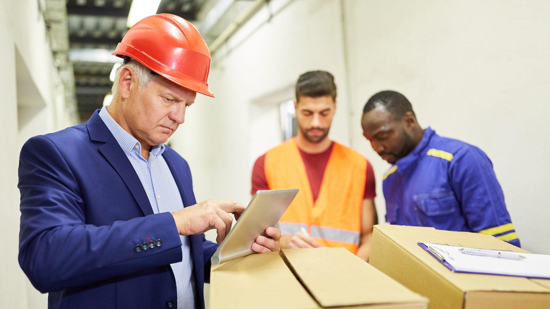 AI in Food Tech. Boss with workers