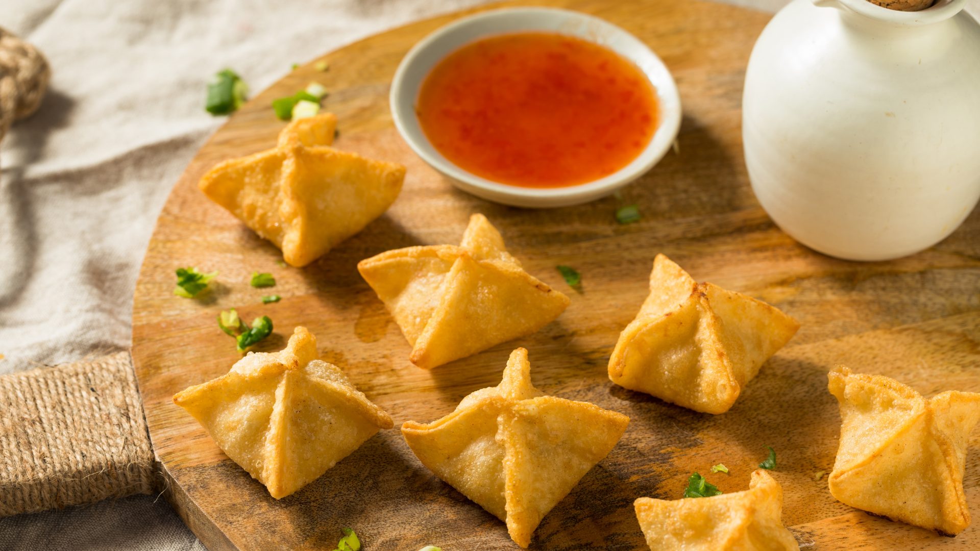 Crab Rangoon on a tray