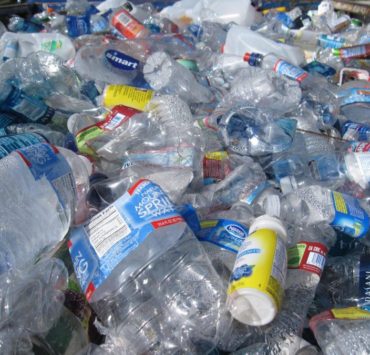 blue labeled plastic bottles