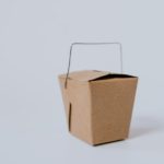small brown cardboard box with handle