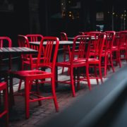 red chairs on a restaurant