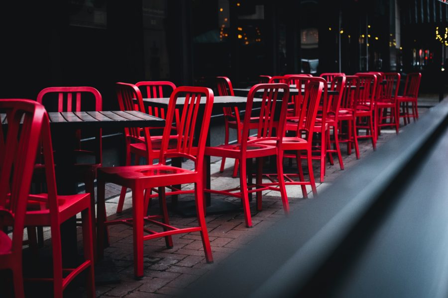 red chairs on a restaurant