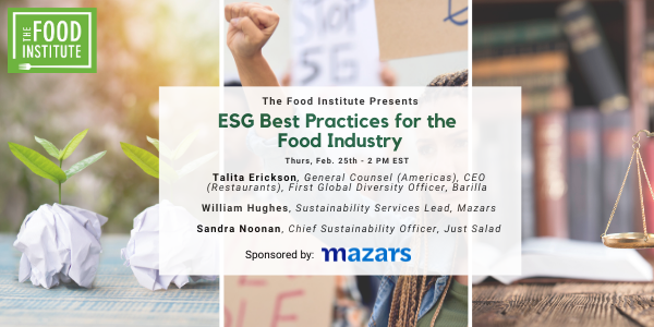 esg best practices for the food industry, ESG webinar, ESG, food institute webinars