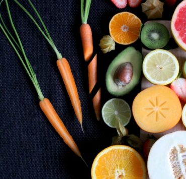 sliced vegetable and fruits on board