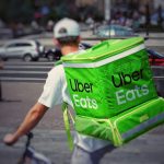 man with Uber eats backpack