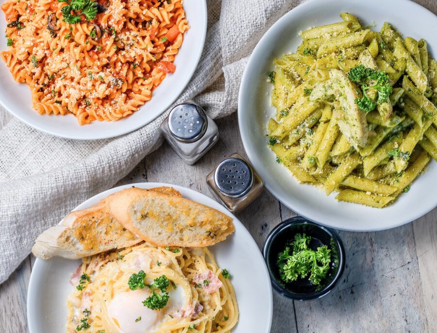 white ceramic plate with food, italian cuisine