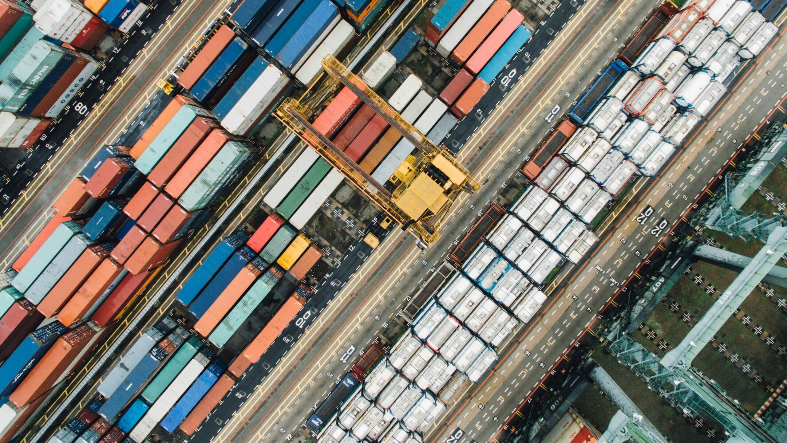 assorted shipping trailers in port