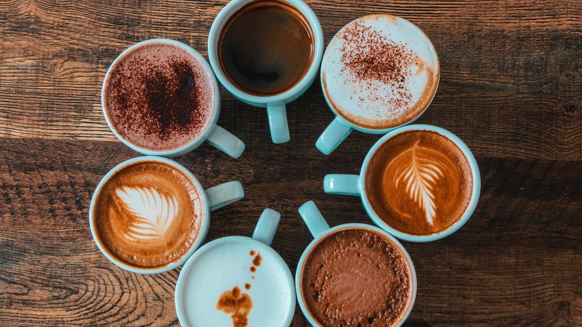 Coffee omakase, multiple coffee cups with myriad drinks