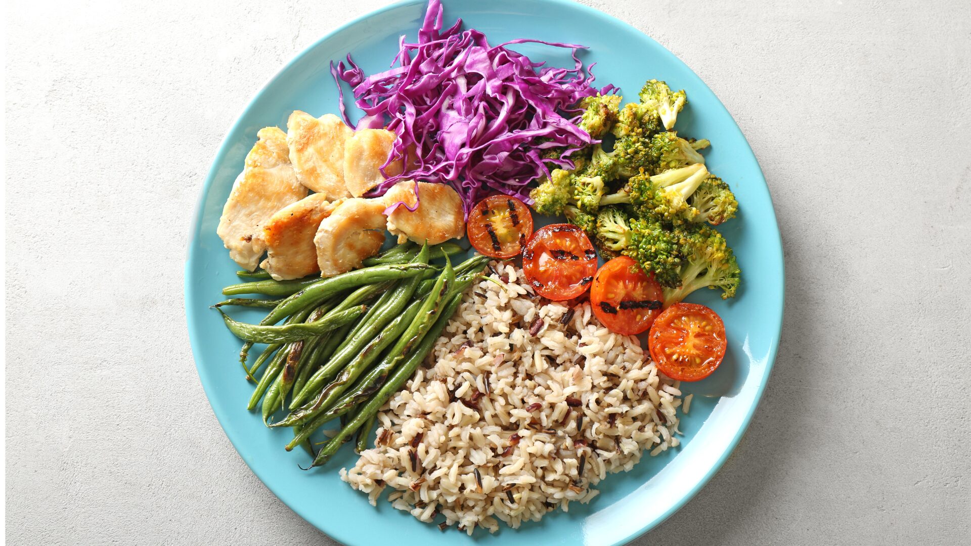 flexitarian plate with vegetables and plant-based meat