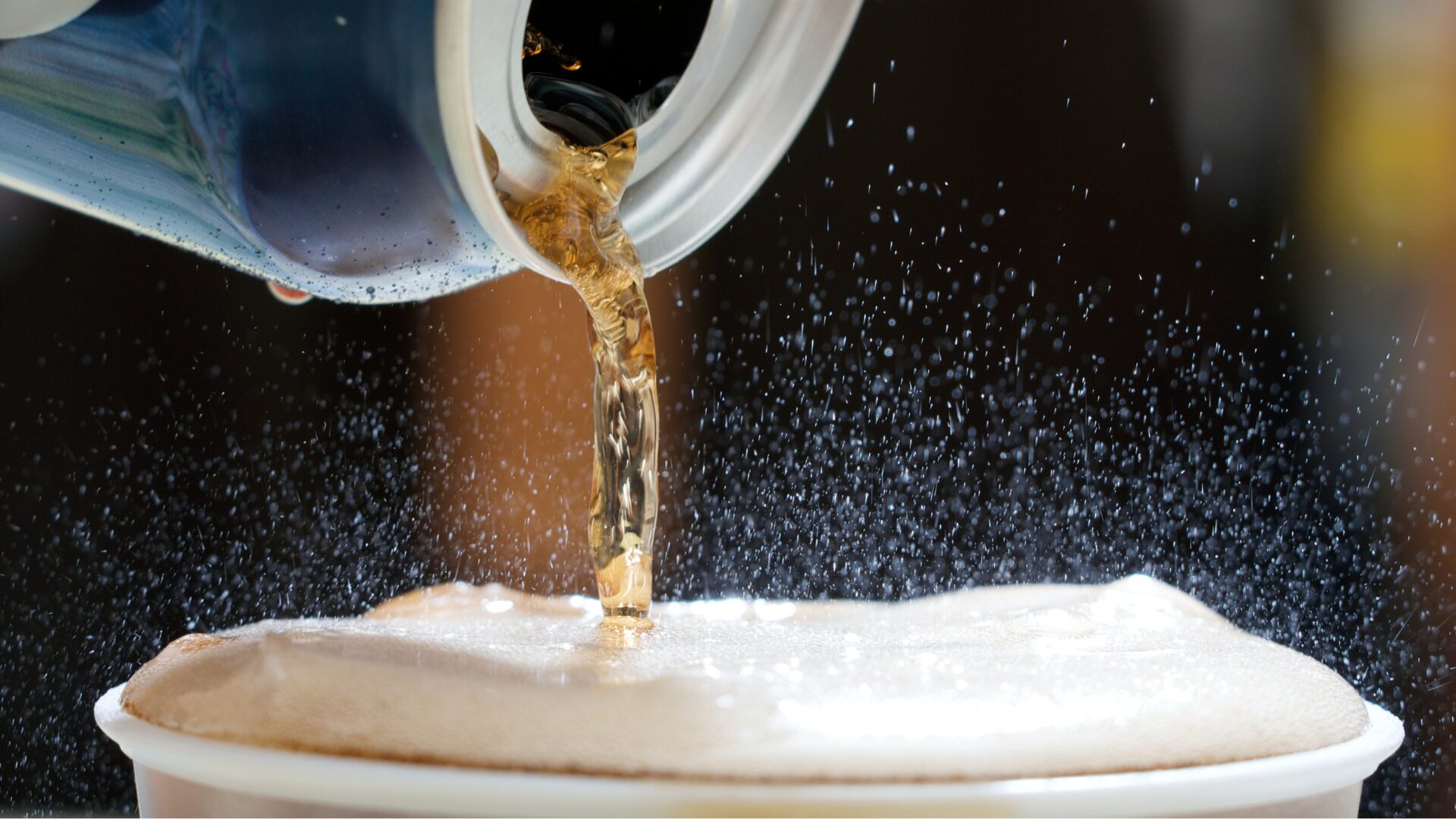Beverage poured into cup