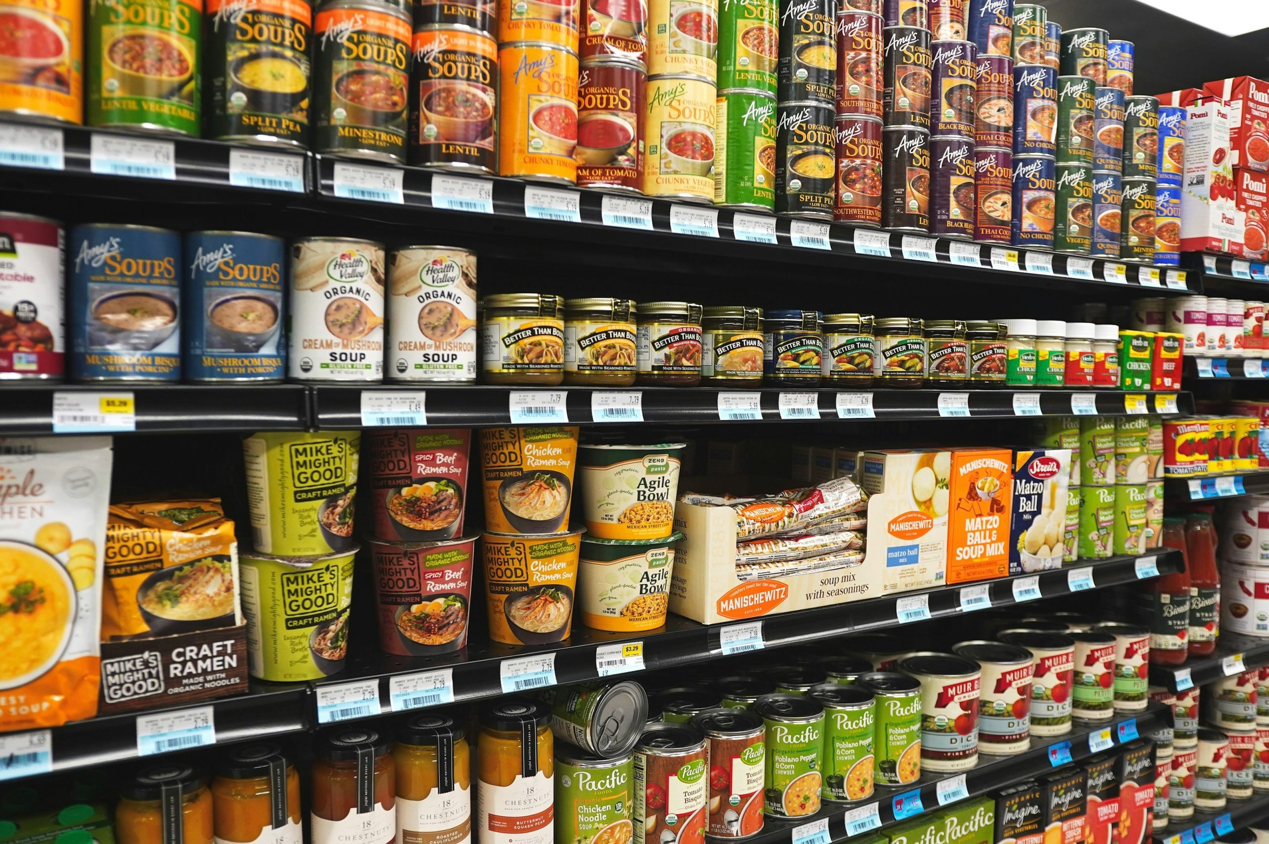 A grocery store filled with lots of food