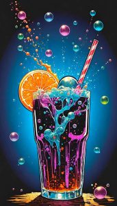 ai generated, drink, beverage, juice, cocktail, glass, refreshment, straw, cup, ice, fizzle, bubbles, colorful, multicoloured, sparkling, juice, cocktail, cocktail, cocktail, cocktail, cocktail